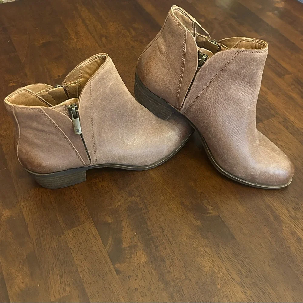 Lucky Brand Tan Leather Ankle Booties Size 8